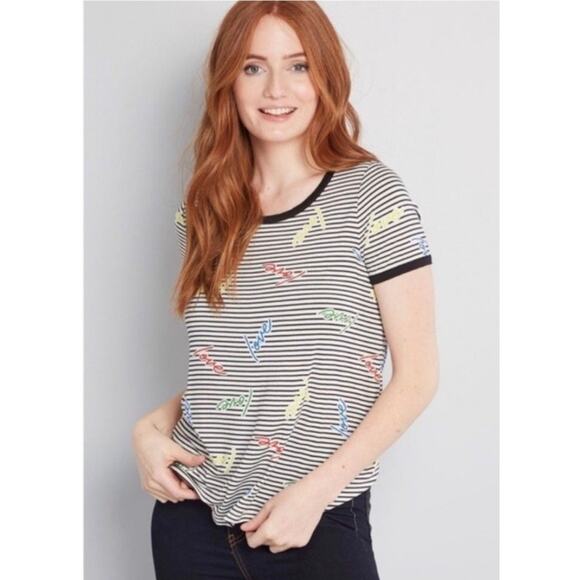 ModCloth Keep the Quirk Comin’ Ringer “love” Tee Size M - Picture 1 of 9